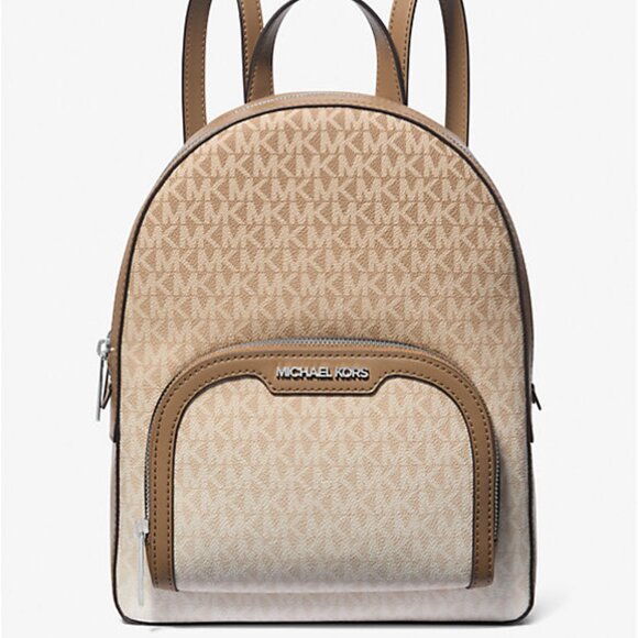 New Michael Kors Jaycee Medium Ombré Signature Logo Backpack Husk - Picture 1 of 4